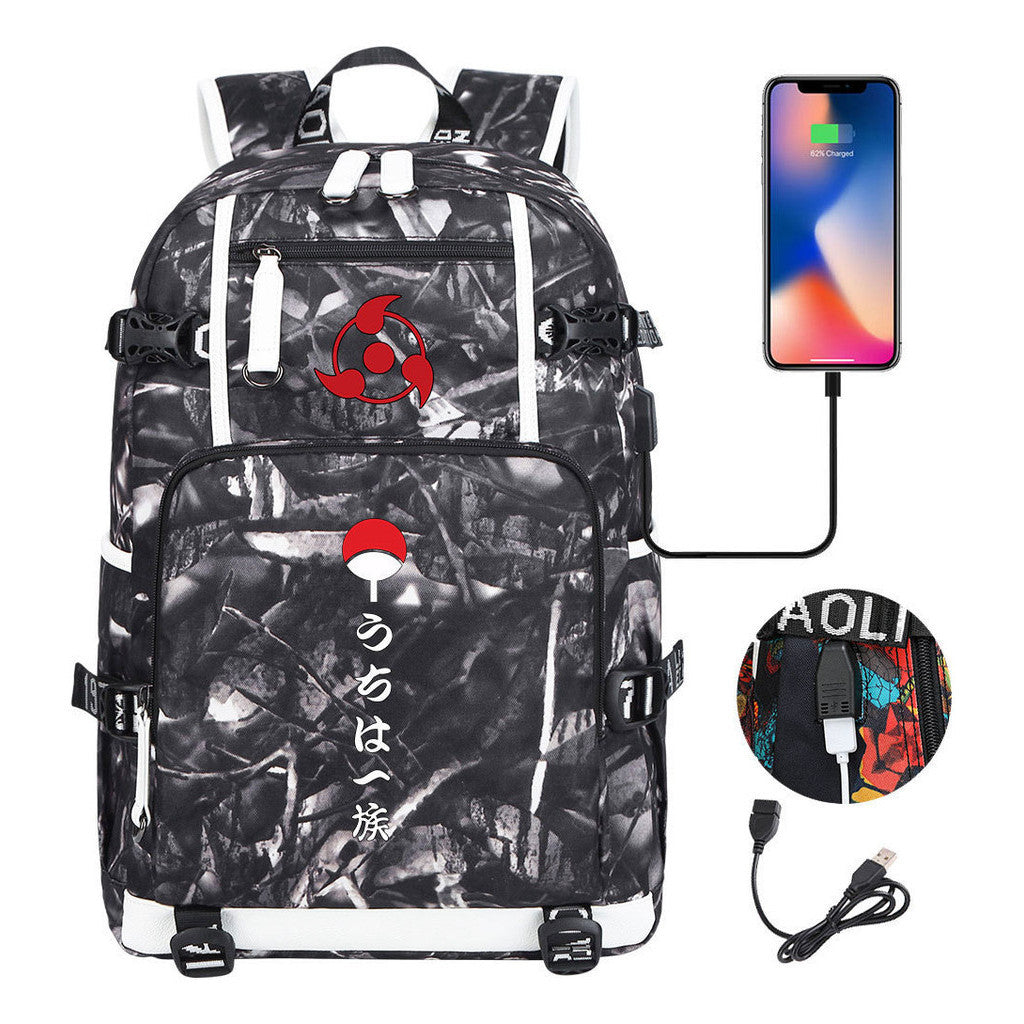 Naruto Usb Youth Student Backpack For Men And Women Leisure Travel Backpack