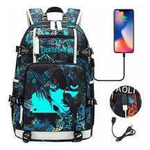 Blue Night Light Death Note Usb Youth Student School Bag Men's And Women's Leisure Travel Backpack