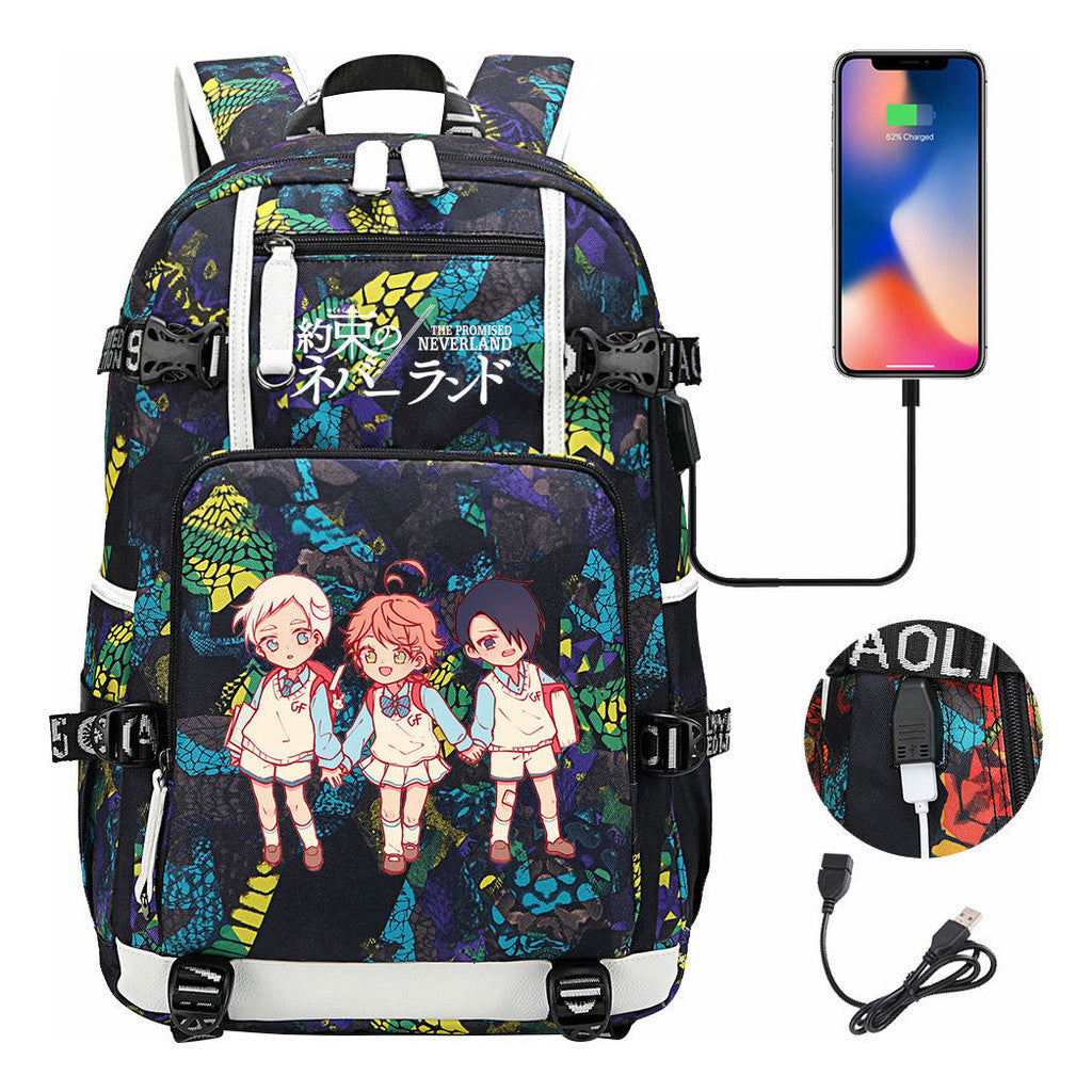 Promised Dream Island Usb Large Capacity Student Backpack Leisure Travel Backpack