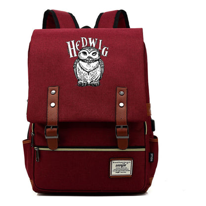 School Of Witchcraft And Wizardry Youth Student Backpack Usb Men's And Women's Leisure Belt Buckle Backpack