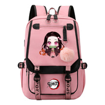 Cartoon Fashion Usb Youth Student Backpack Boy's And Girl's Leisure Ribbon Flip Backpack