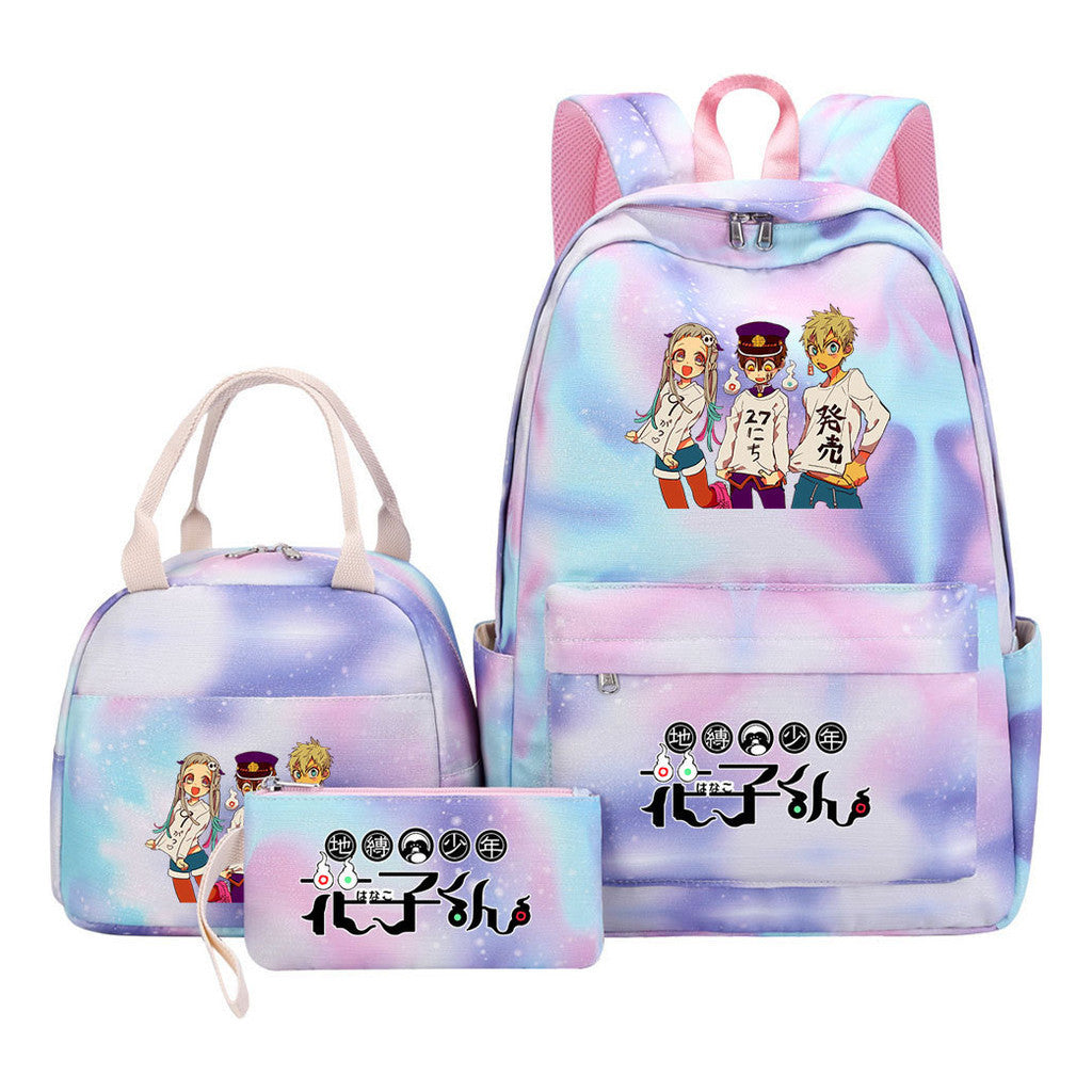 Ground Bound Youth Huazijun Student Girls School Bag Lunch Bag Three Piece Set Backpack Set