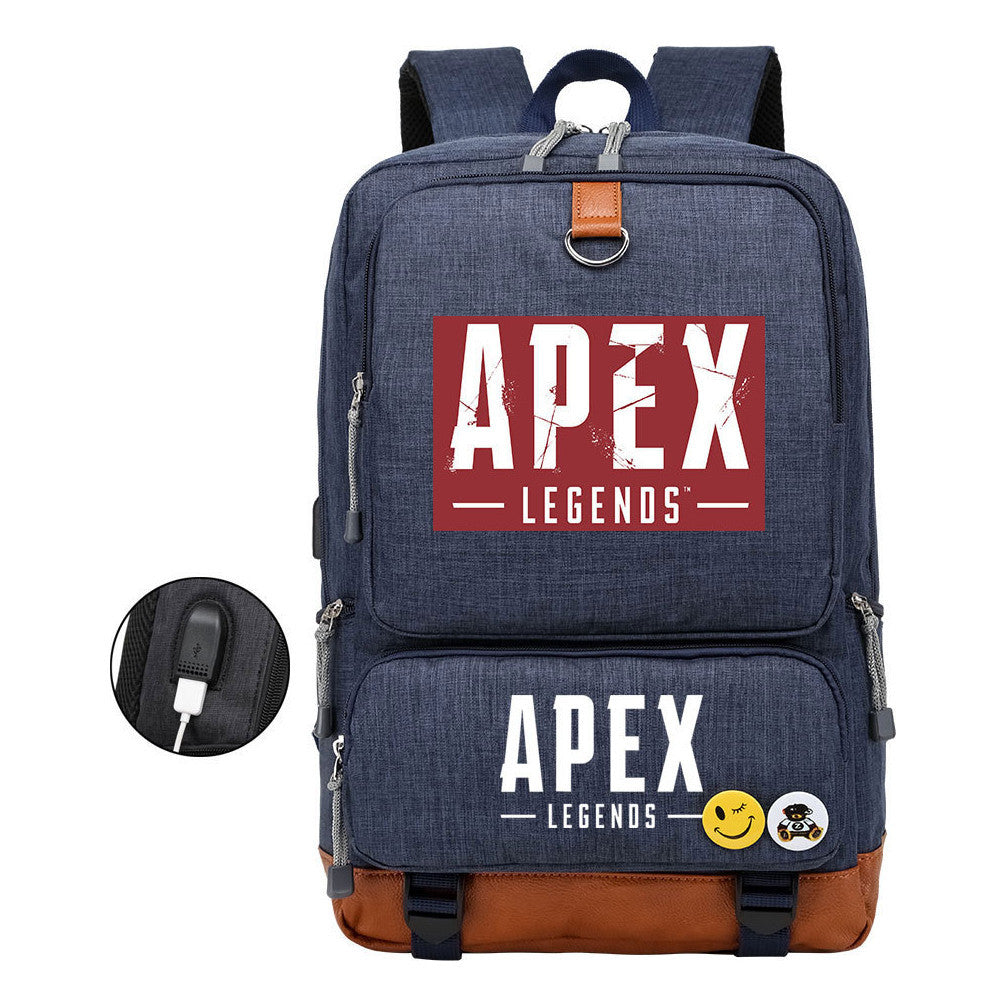 Apex Hero Print Usb Youth School Bag Leisure Travel Backpack