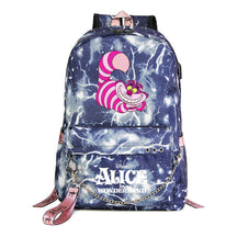 Cheshire Cat Alice's Adventure In Wonderland Youth School Bag Men's And Women's Leisure Weaving Strap Backpack
