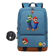 Super Mario Printed Usb Youth Student Backpack For Leisure Travel Backpack