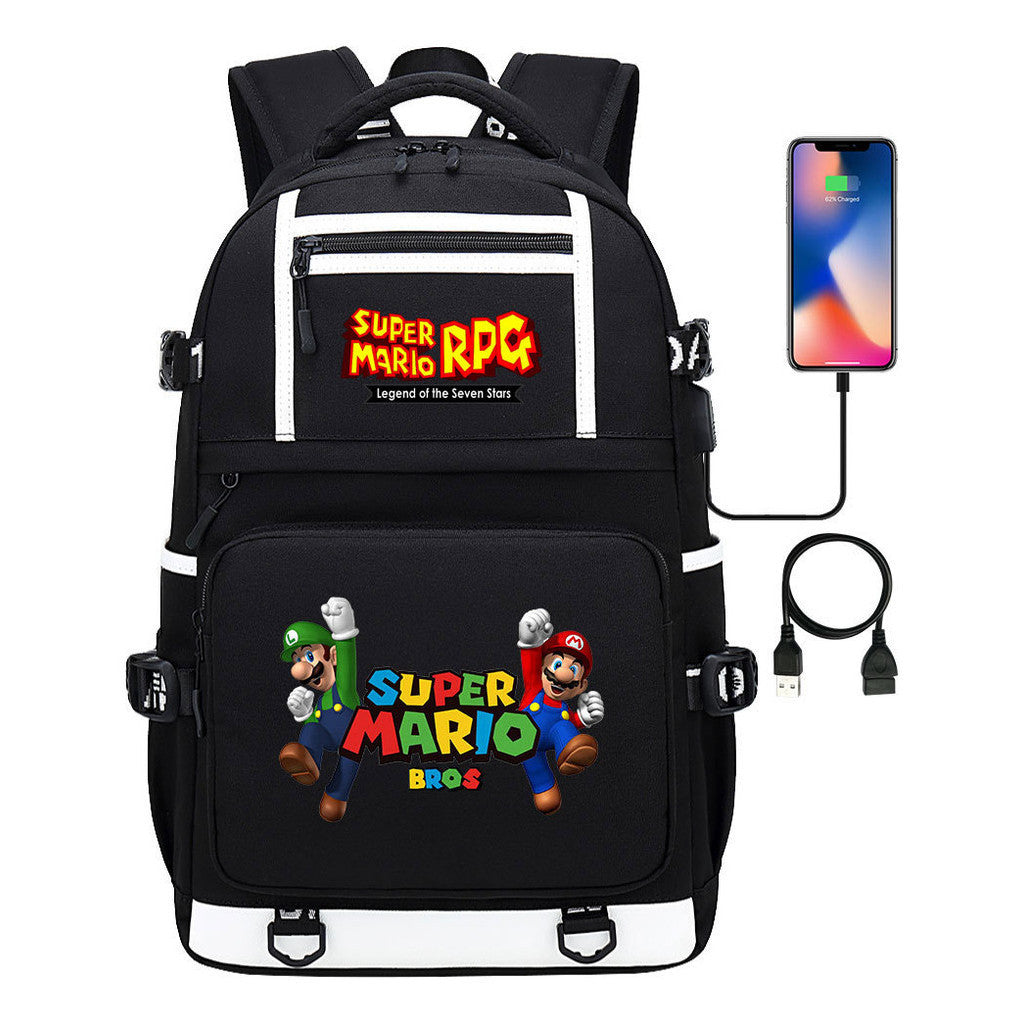 Super Mario Printed Backpack For Men And Women, Casual Travel Backpack