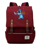 Anime Star Baby Stitch Printed Youth Student Backpack Usb Casual Backpack