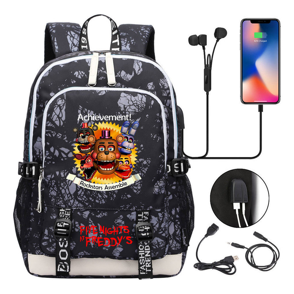 Toy Bear Game Peripheral Print Usb Youth Student Backpack For Men And Women Leisure Backpack