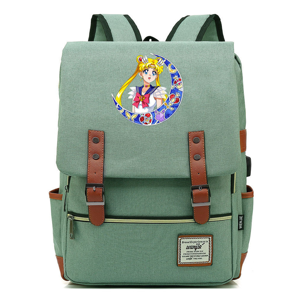 Beautiful Girl Warrior Youth Student School Bag Usb Men's And Women's Leisure Backpack