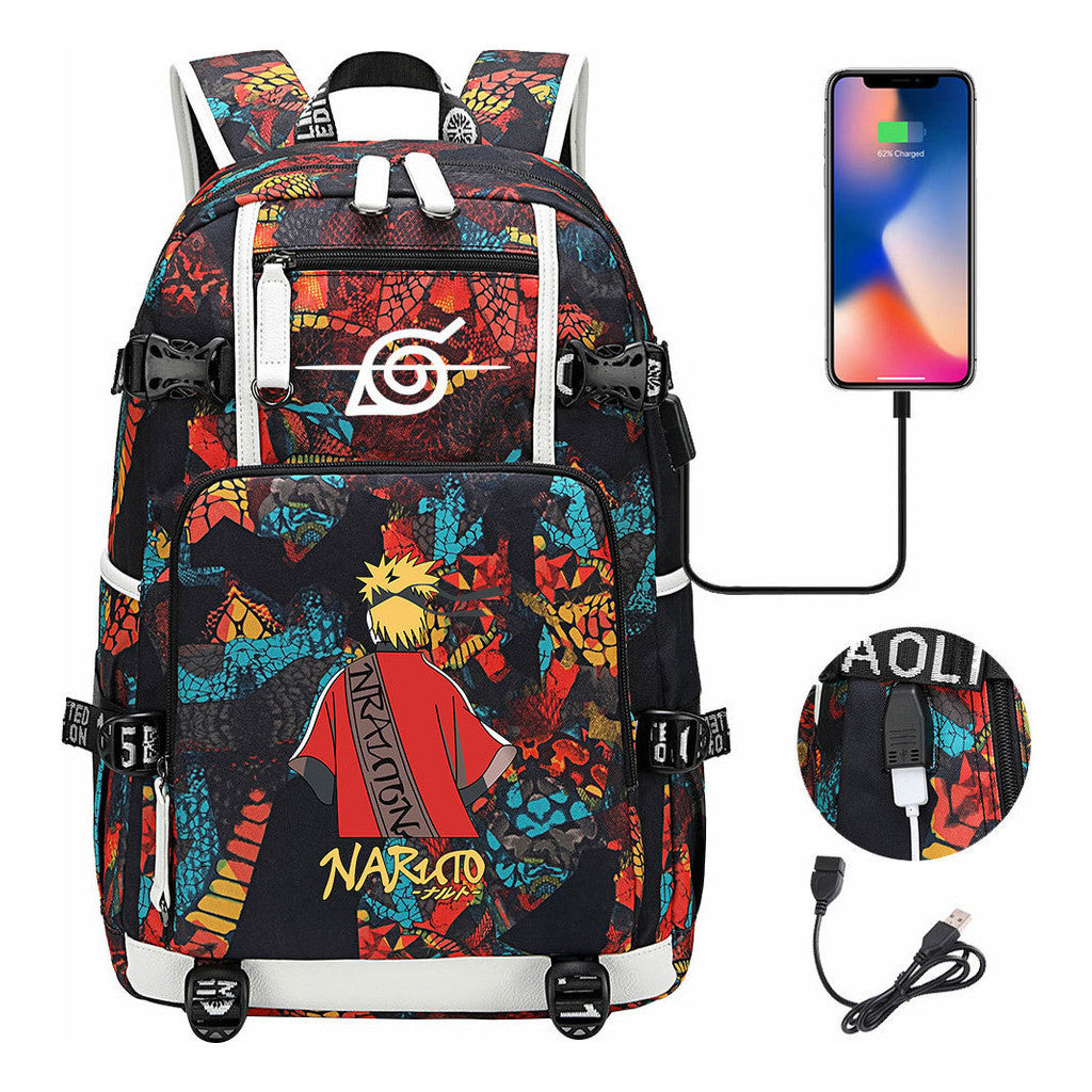 Printed Usb Youth Student School Bag Leisure Large Capacity Travel Backpack
