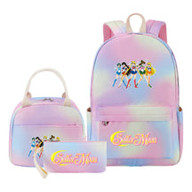 Anime Beauty Girl Warrior Youth Student Girl Schoolbag Lunch Bag Three Piece Set Backpack Set