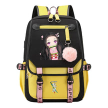 Cartoon Fashion Usb Youth School Bag For Boys And Girls Casual Ribbon Flip Backpack