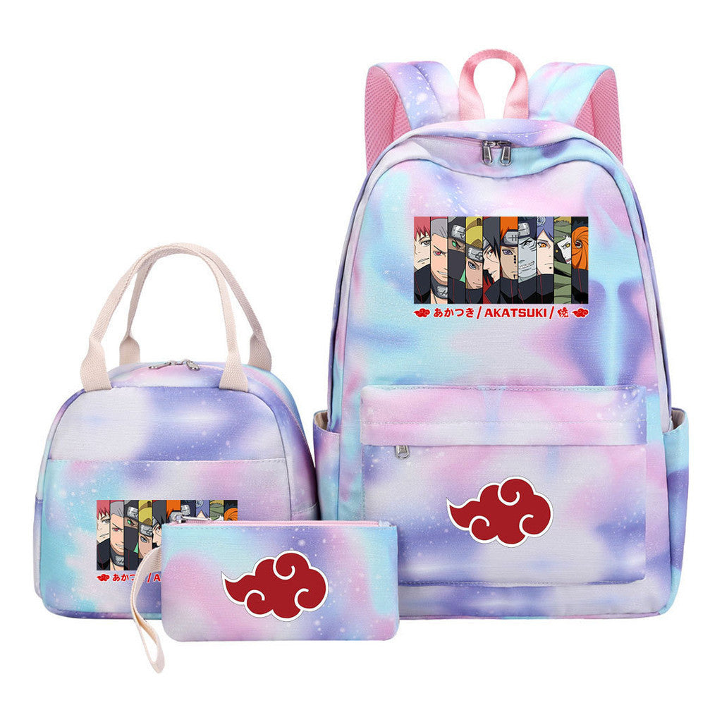Naruto Teenage Student Girls School Bag Lunch Bag Three Piece Set Backpack Set