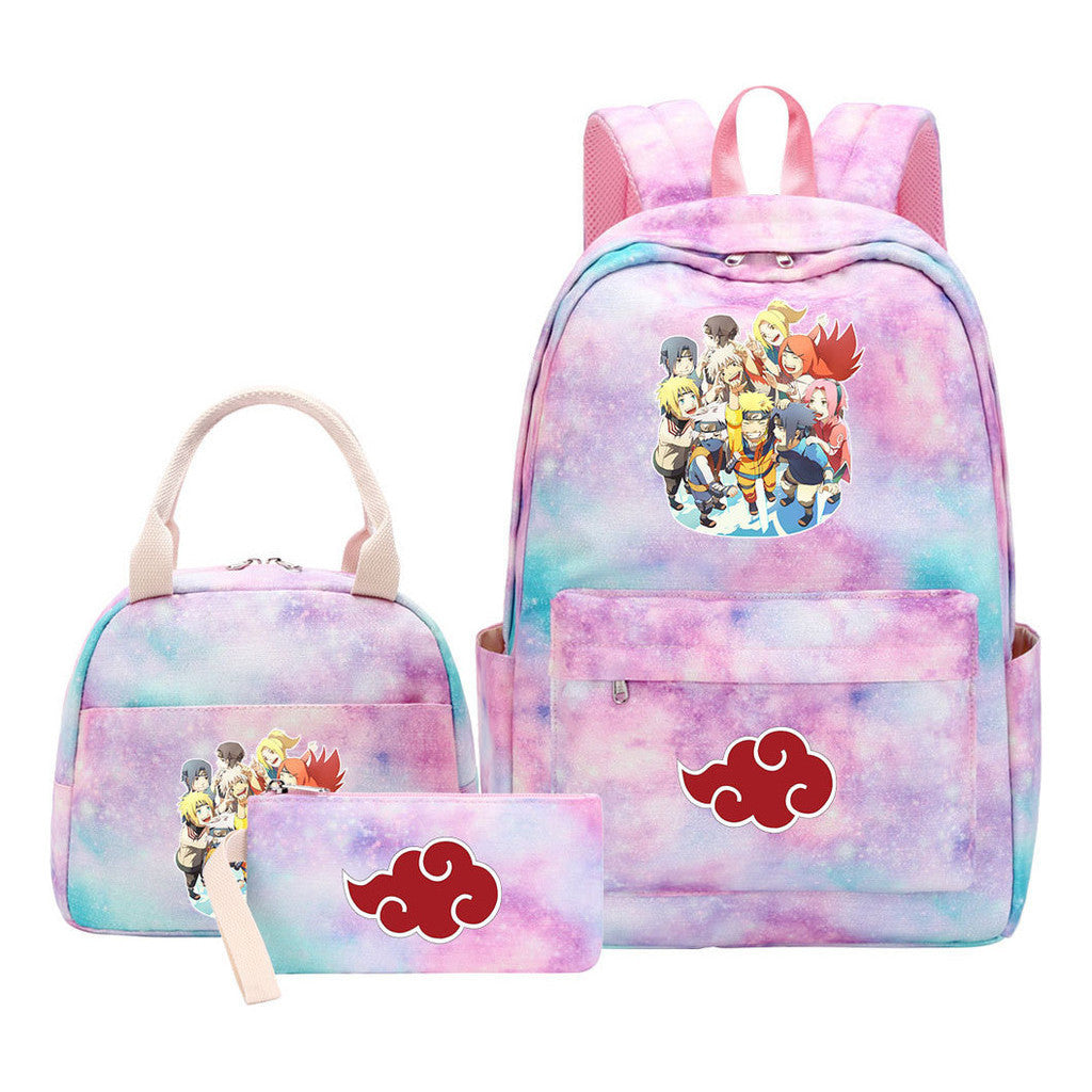 Naruto Student Girl Backpack Lunch Bag Three Piece Set Backpack Set