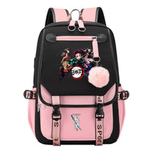 Cartoon Fashion Usb Youth Student School Bag Casual Ribbon Flip Backpack