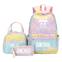 Cartoon Pirate King Youth Student Girls School Bag Lunch Bag Three Piece Set Backpack Set