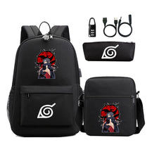 Naruto Usb Password Lock Youth Student Backpack Three Piece Set For Men And Women Backpack Set