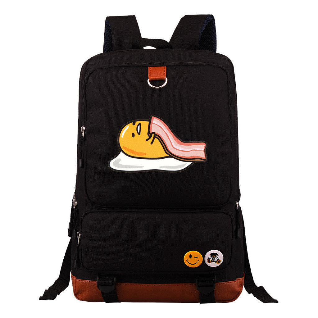 Cartoon Anime Lazy Egg Youth Student Backpack With Large Capacity Travel Bag For Boys And Girls Backpack
