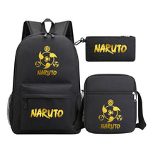 Golden Anime Naruto Starry Sky Youth Student School Bag Three Piece Set For Boys And Girls Backpack Set