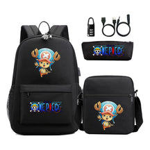 Cartoon Pirate King Usb Password Lock Youth Student Backpack Three Piece Set Backpack
