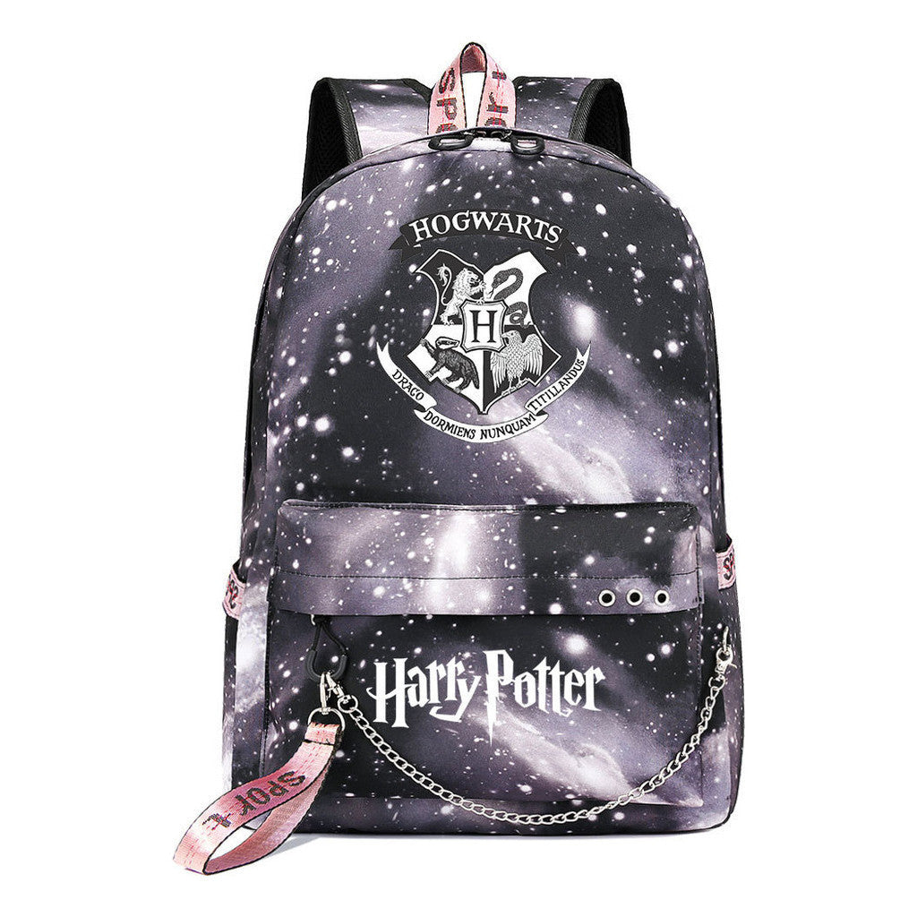 School Of Witchcraft And Wizardry Badge Usb Youth Student Backpack For Men And Women's Leisure Travel Backpack