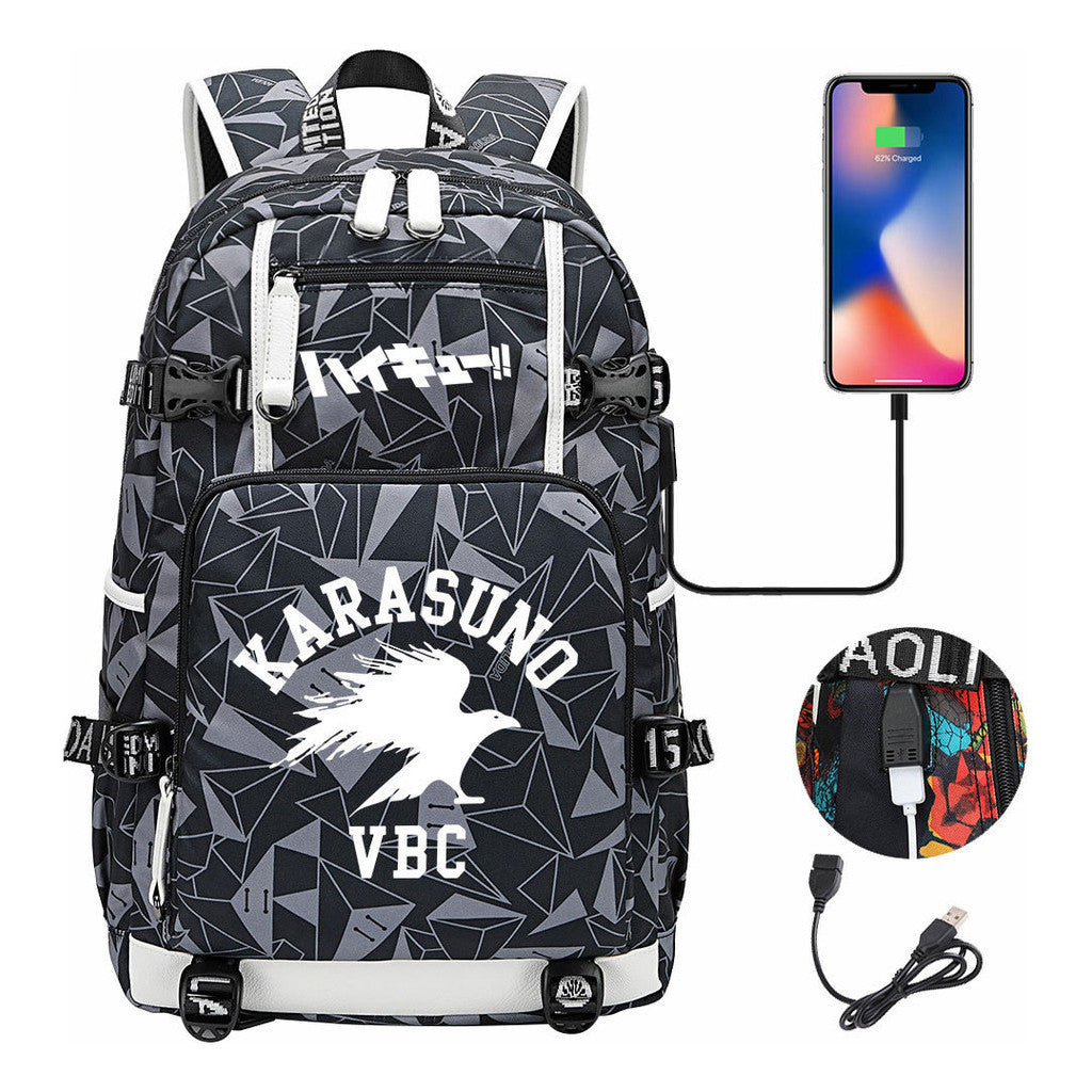 Volleyball Youth Usb Large Capacity Youth Student School Bag Men's And Women's Leisure Travel Backpack