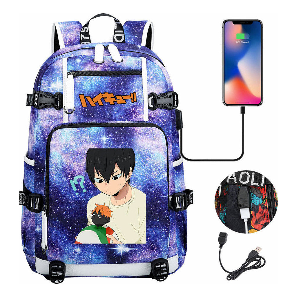 Volleyball Youth Usb Large Capacity Youth Student School Bag Men's And Women's Leisure Travel Backpack