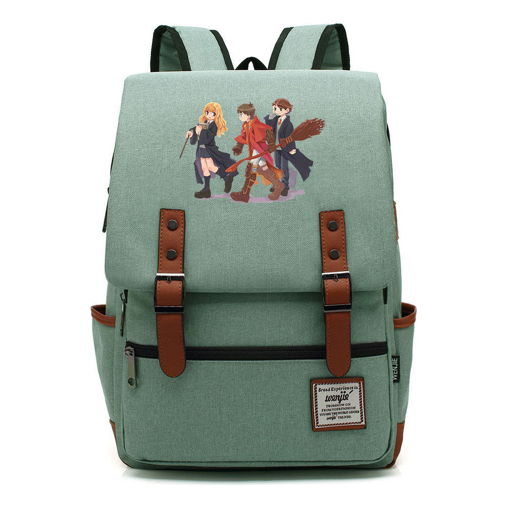 School Of Witchcraft And Wizardry Printed Youth Student School Bag Casual Belt Buckle Classic Backpack