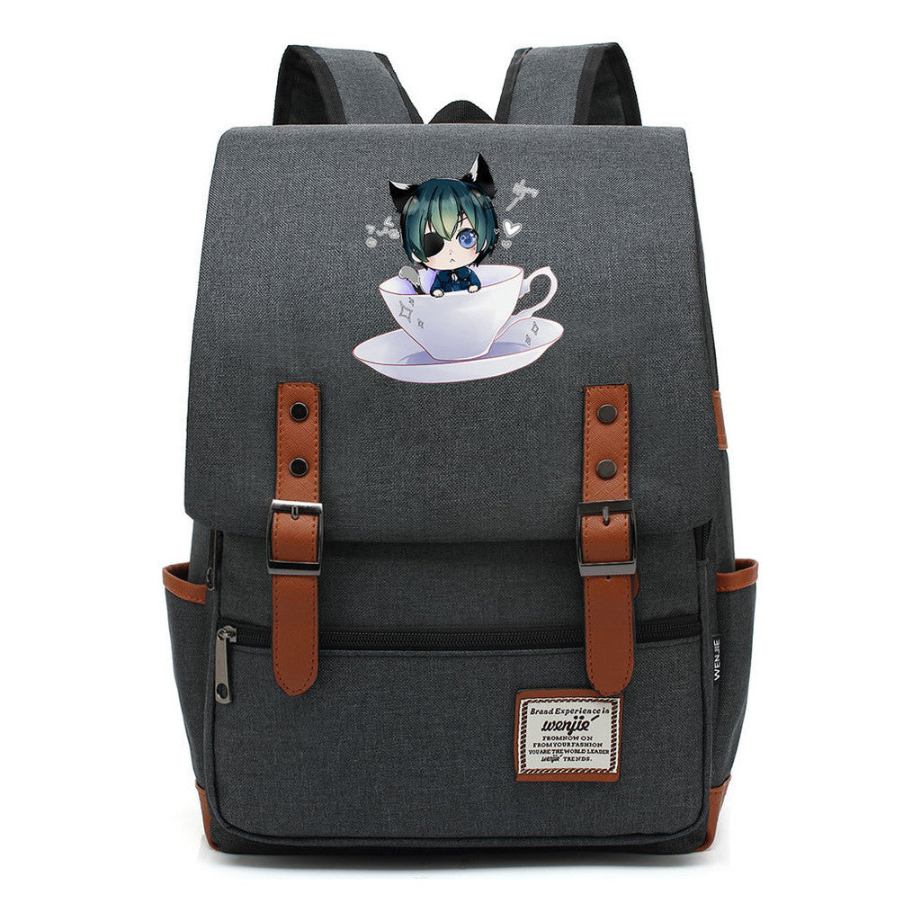 Black Deacon Youth Student School Bag Men's And Women's Leisure Belt Buckle Backpack
