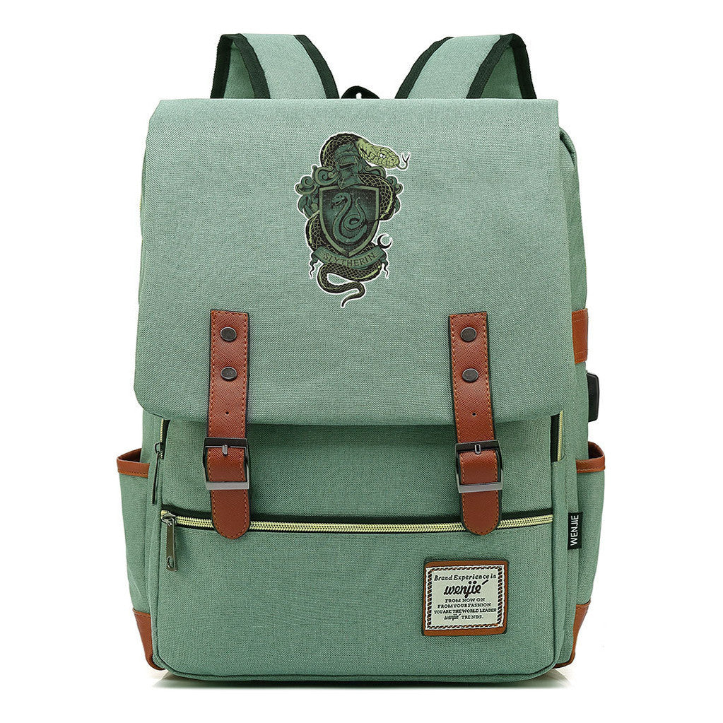 School Of Witchcraft And Wizardry Youth Student Backpack Usb Leisure Belt Buckle Backpack