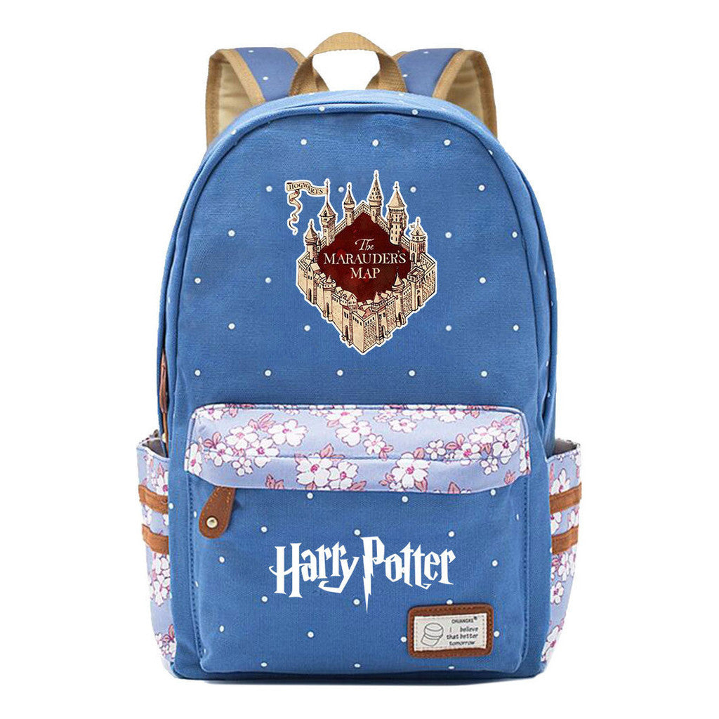 School Of Magic School Teen School Bag Floral Canvas Girl Backpack