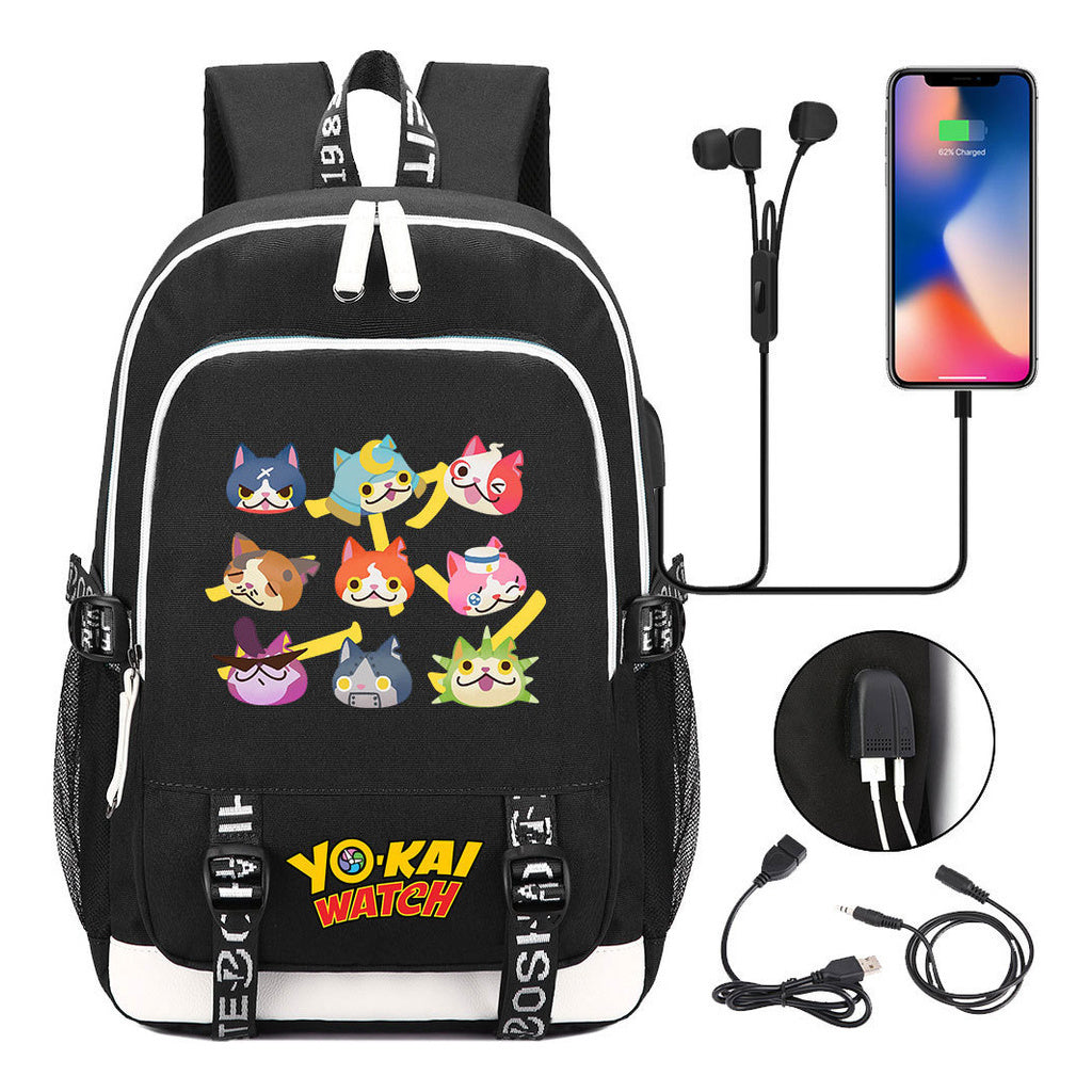 Anime Monster Watch Student School Bag Usb Men's And Women's Leisure Backpack