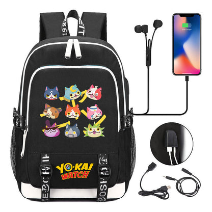 Anime Monster Watch Student School Bag Usb Men's And Women's Leisure Backpack