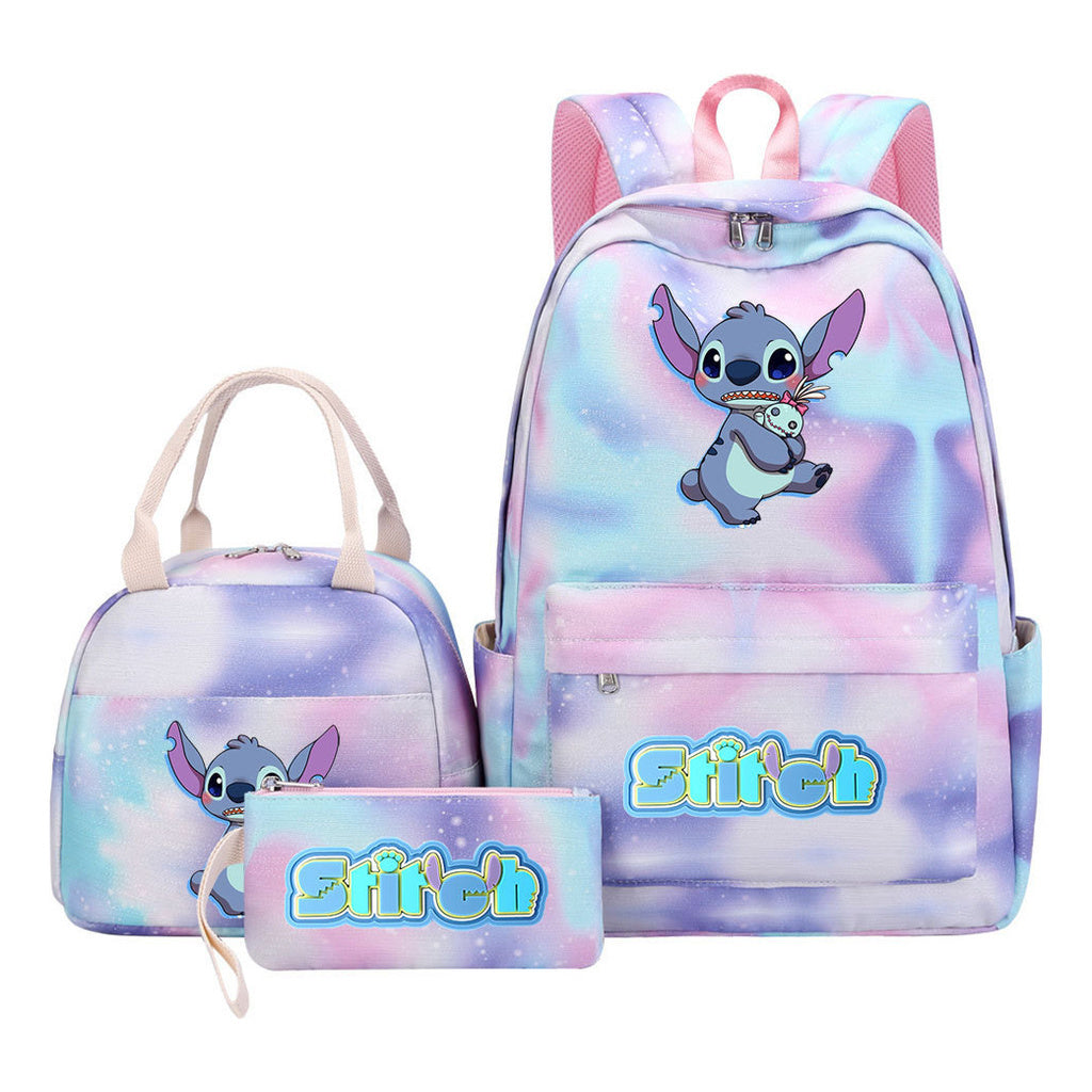 Interstellar Baby Stitch Youth Student Girls School Bag Lunch Bag Three Piece Set Backpack Set