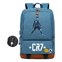 Football Star Cristiano Ronaldo Printed Usb Youth Primary And Secondary School Backpack For Boys And Girls Leisure Travel Backpack