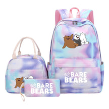 Cartoon Cute Three Bears Youth Student Girls School Bag Lunch Bag Three Piece Set Backpack Set