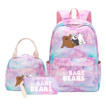 Cartoon Cute Three Bears Youth Student Girls School Bag Lunch Bag Three Piece Set Backpack Set