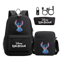 Interstellar Baby Stitch Usb Password Lock Youth Backpack 3-piece Set For Men And Women Backpacks