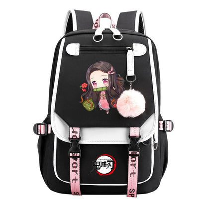 Comic Cartoon Fashion Usb Youth Student Backpack With Casual Woven Strap Flip Back Backpack