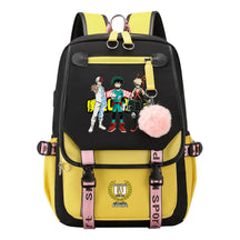 Comics My Heroes Academy Usb Student Backpack Casual Ribbon Flip Backpack
