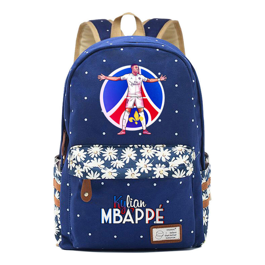 Football Star Mbappe Printed Teenage Girl Student Backpack, Fashionable And Casual Backpack