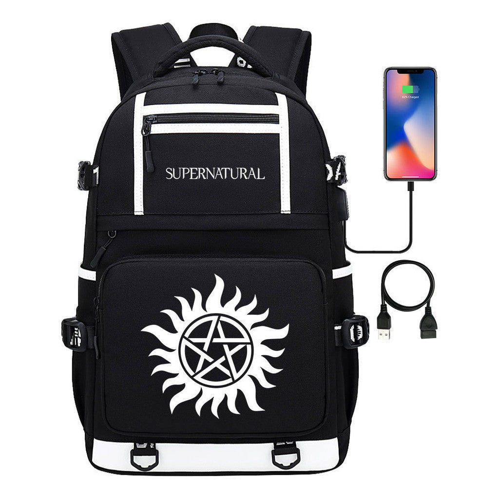 Evil Power Usb Youth Student School Bag Men's And Women's Backpack Leisure Travel Backpack