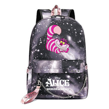 Cheshire Cat Alice's Adventure In Wonderland Youth School Bag Men's And Women's Leisure Weaving Strap Backpack