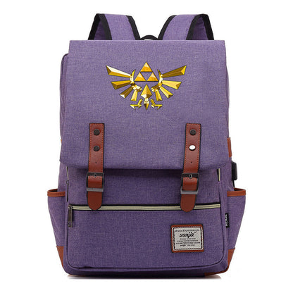 Game Zelda Kingdom Tears Print Youth Student Backpack Usb Casual Backpack