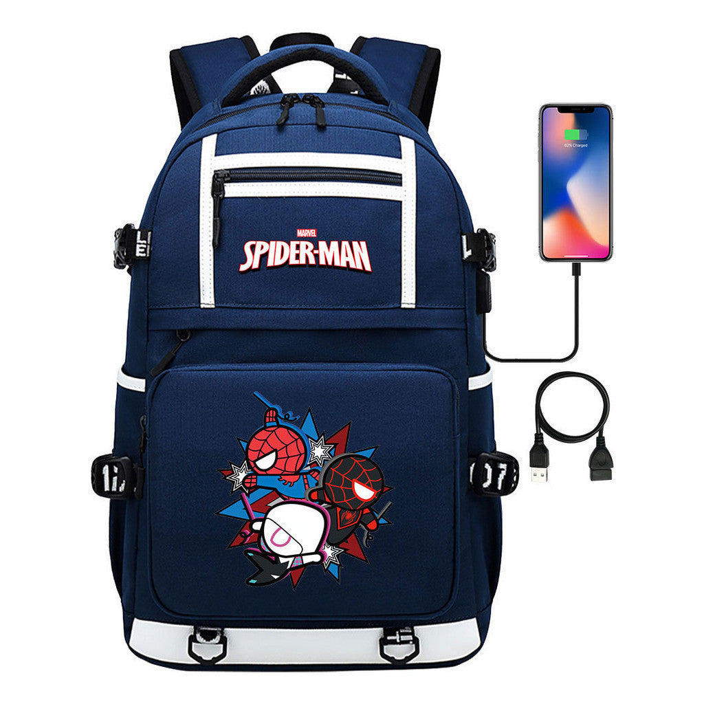 Superhero Printed Youth Student Backpack Men And Women's Leisure Travel Backpack