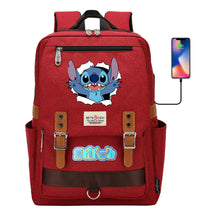Anime Star Baby Stitch Printed Youth Student School Bag Casual Magnetic Buckle Backpack