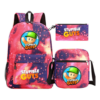 Printed Youth Student School Bag Three Piece Set Men's And Women's Shoulder Set Backpack