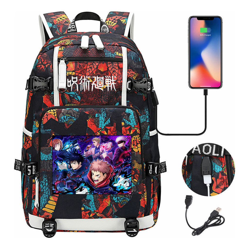 Printed Usb Youth Student Backpack Men And Women's Leisure Large Capacity Travel Backpack
