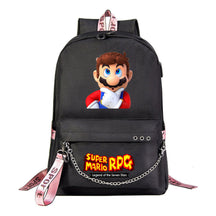 Super Mario Printed Usb Youth Student Backpack For Leisure Travel Backpack