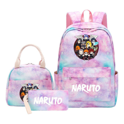 Naruto Student Girl Backpack Lunch Bag Three Piece Set Backpack